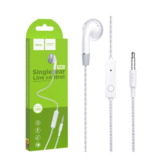 Hoco Earphone M61 Nice Tone for Single Ear with 3.5mm 1.2m White